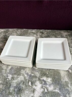 Libbey White Square Ceramic Appetizer Plates - Set of 10